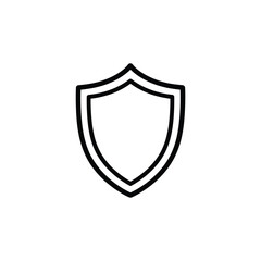 Obraz premium A simple black shield icon on a white background representing security and protection