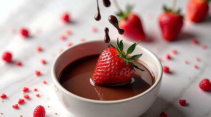 Fresh Strawberry Dipped in Liquid Chocolate