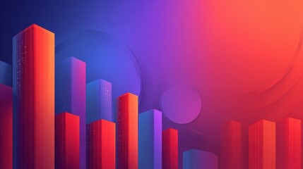 Abstract cityscape with vibrant gradient colors and geometric shapes in a modern style