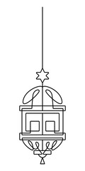 Minimal line art illustration of islamic lantern festival decoration for ramadan kareem