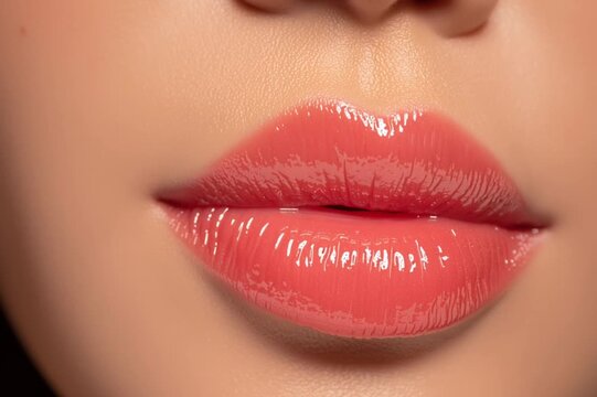 woman lips close-up, AI generated video