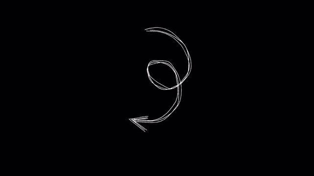 Hand Drawn Swirl Arrow Doodle Animation &ndash; 4K Alpha Channel Loop