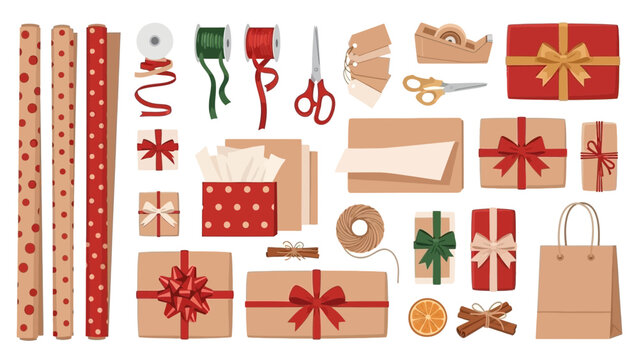 Gift Wrapping Supplies and Presents Collection.