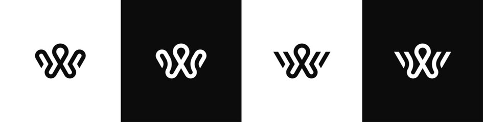 Letter W pin location logo design icon sign symbol vector illustration template