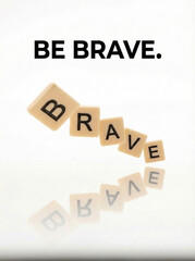 Bold typography and game letter tiles spelling "BRAVE" for motivational branding and poster backgrounds.