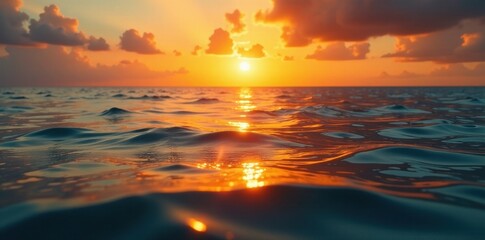 Golden sunset, ocean scales silhouette reflecting, element, sunset