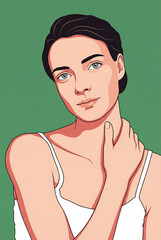 Stylized digital art of a calm woman posing, versatile for fashion and lifestyle posters.