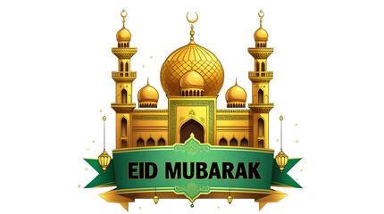 Golden Mosque Eid Mubarak Banner