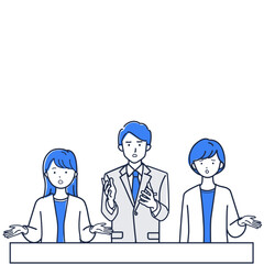 Fototapeta premium Business meeting discussion illustration, no clear conclusion