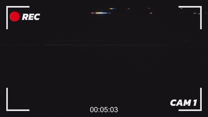 CCTV recording interface overlay with glitch effect, icons on a pure black background. surveillance camera footage, security system visuals, or digital monitoring effects. CAM 1. - Powered by Adobe