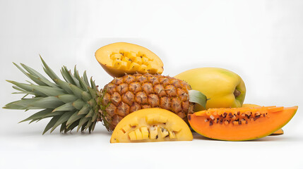 Tropical Fruits Isolated on White Background