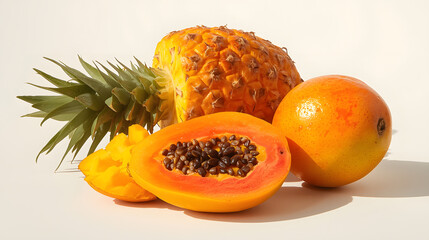 Tropical Fruits Isolated on White Background