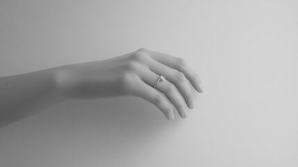 Lone Hand with Ring Extended on Soft Light Background