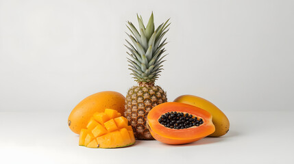 Tropical Fruits Isolated on White Background
