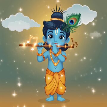 Little Kanha with Flute and Dancing
