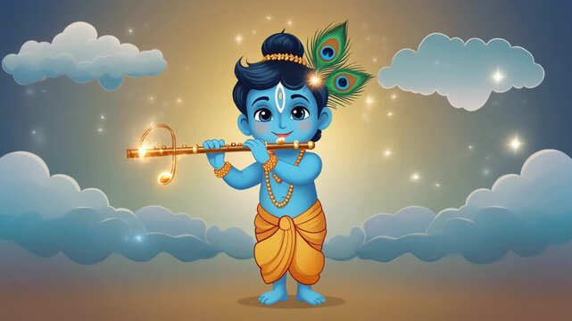 Little Kanha with Flute and Dancing