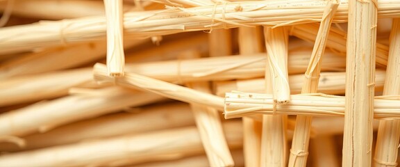Close-up of a textured paper straw, showing fiber detail,  tube,  yellow