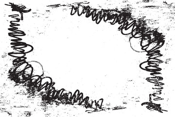 Abstract Black Ink Scribble Frame on White Background