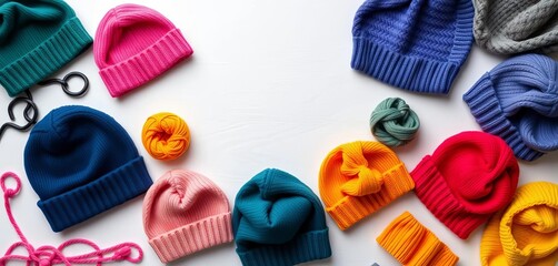 Flat lay beanie cap sewing template, various sizes,  hat,   clipart