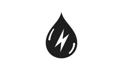 Black Droplet Symbol with Lightning Bolt.