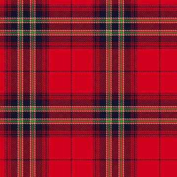 Scottish plaid seamless pattern with classic red and green