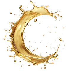 Golden Liquid Letter C Splash Typography Isolated on Transparent Background