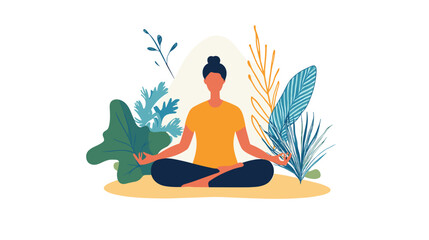 Woman Meditating in Lotus Position 1.