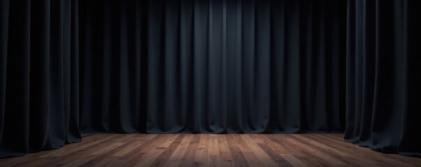 Heavy black stage drapes tightly pulled, creating a stark contrast , background, design