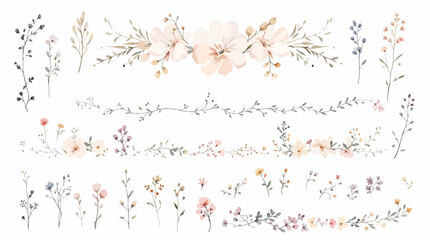 Delicate Floral Borders And Wreath Elements For Invitations, Branding, And Seasonal Design Projects