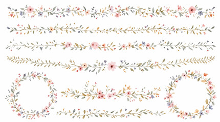 Delicate Floral Borders And Wreath Elements For Invitations, Branding, And Seasonal Design Projects