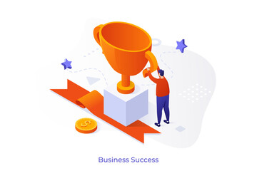 Woman standing near laptop, lightbulb and graphs. Analyzing statistical information represented by charts, graphs and diagrams. Big data analysis process. Vector illustration in flat style for landing