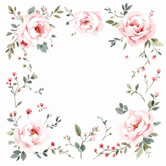 pink rose frame watercolor