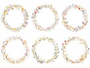 set of round frames with flowers