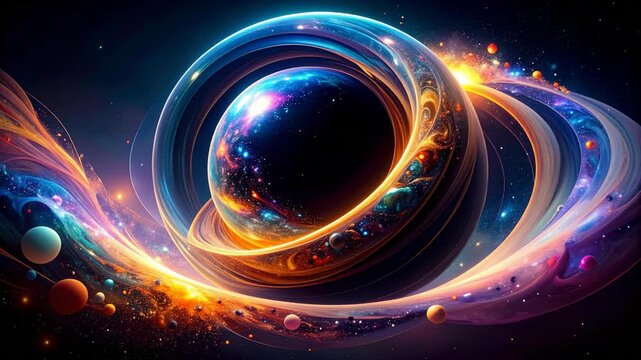 Cosmic Galaxy with Planets and Swirling Nebula, a Majestic Scene of Galactic Wonder, Perfect for Space Exploration and Fantasy Themes