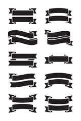 Black ribbons with tails white banners labels