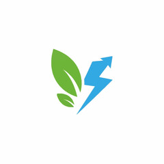 Green Leaf and Blue Lightning Bolt with Arrow Icon.