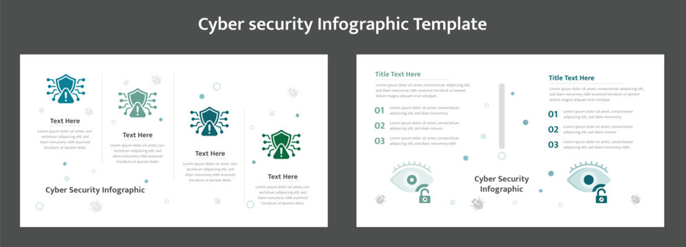 Computer cybersecurity infographic shield padlock monitor data protection template