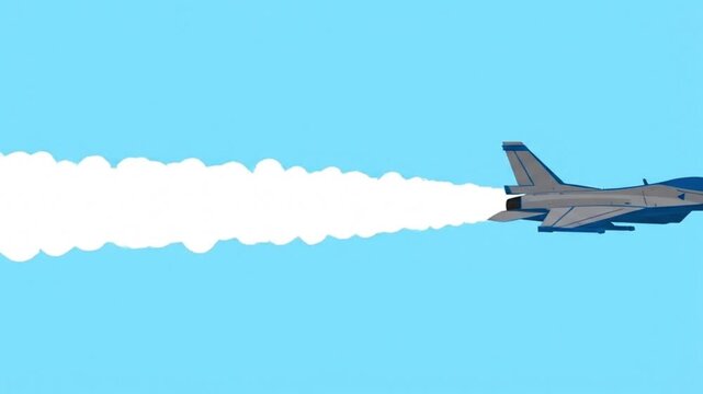 Military Jet Flying High in Clear Blue Sky.