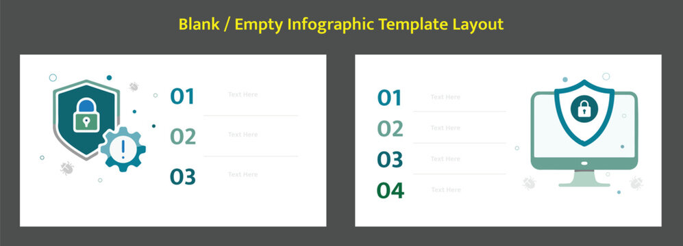Empty Cybersecurity Infographic Template Layout with Numbered Steps