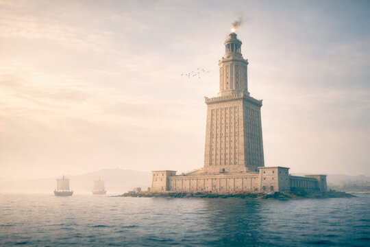 Ancient Lighthouse of Alexandria at Dawn &ndash; Digital Reconstruction