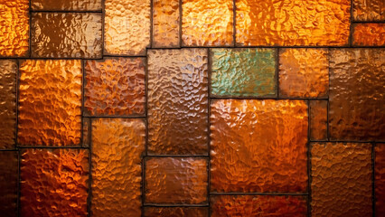 Fototapeta premium Brown Copper Metallic Tiles Pattern Texture.