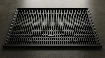 Black rubber mat with textured surface on dark background  