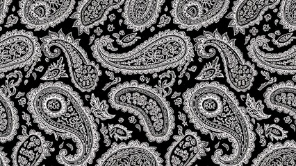 Black and White Paisley Pattern Design.