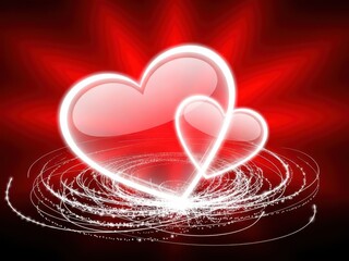 Intertwined hearts in radiant red