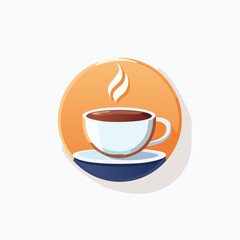 Obraz premium Coffee cup illustration with steam on orange background.