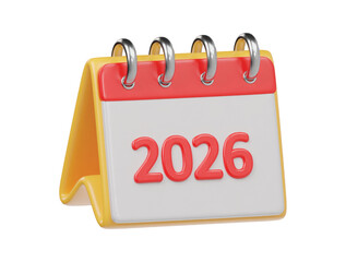 2026 calender icon 3d render illustration