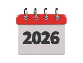 2026 calender icon 3d render illustration