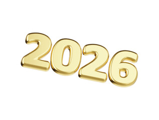 Golden colour 2026 icon 3d render illustration