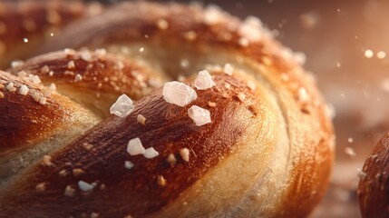 pretzel twist with salt accent on soft warm background