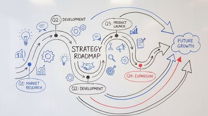 Obraz premium Business strategy roadmap with development and growth phases